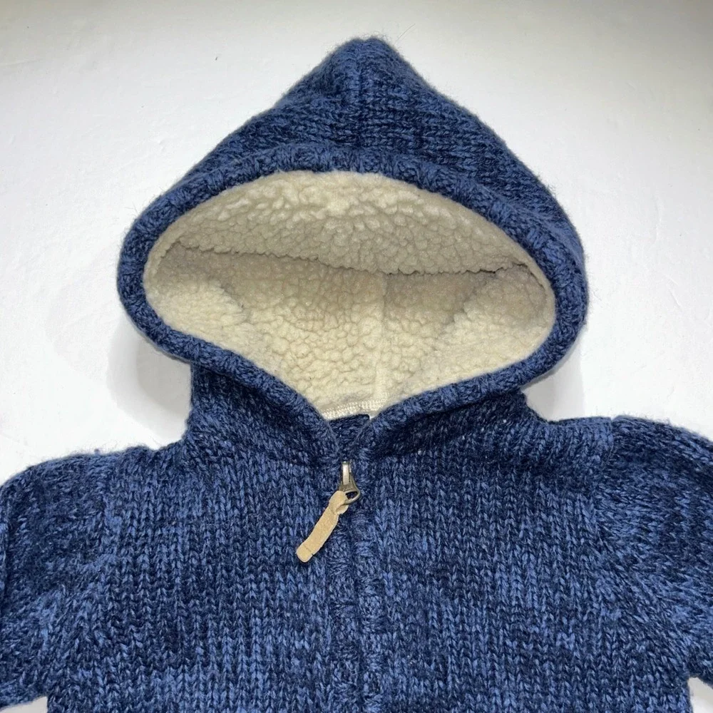 Carter's‎ Toddler Boys 18 Months Blue Sherpa Lined Knit Hoodie Jacket